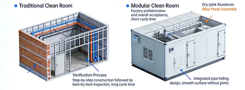 Comparison Chart of Traditional Cleanrooms and Modular Cleanrooms